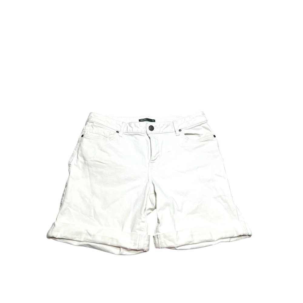 Simply Vera Vera Wang Jean Shorts Size 10 White‎ Stretch Denim Cuffed
